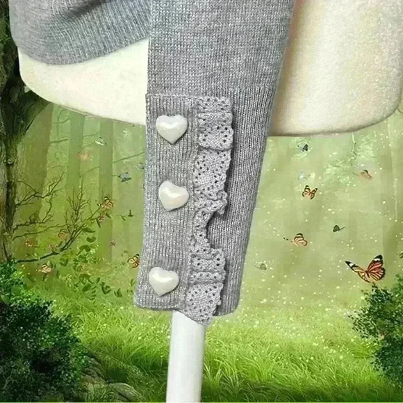 Coquette Grey Boho Sweatshirt - Picture 4 of 9